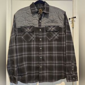 Men's StS Ranchwear LS Quilted Flannel Western Shirt Size Medium Charcoal Grey